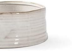 Fringe Studio Medium Stoneware Pet Bowl, Ribbed White (501005)