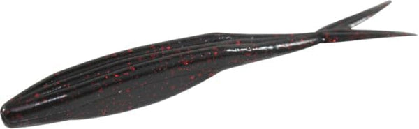 Zoom Bait Zoom Super Fluke Jr - 4" - 10 Pack Black Red Glitter