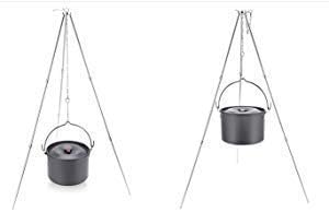 Sutekus Camping Tripod Camp Fire Tripod Portable Campfire Cooking Dutch Oven Tripod and Lantern Hanger silver by Sutekus
