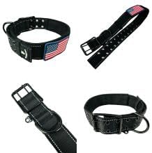 Tactical Dog Collar, 2 Inch Wide Heavy Duty with Metal 2-Pin Belt Buckle, Adjustable for Large & Medium Dogs