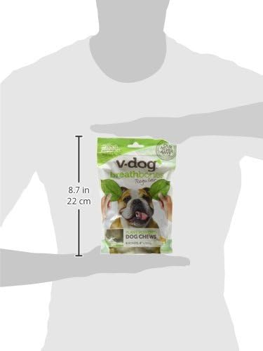 V-dog Vegan Breathbone Teeth Cleaning Dental Dog Bones, Fresh Breath, 8 Ounces, All Natural, Made in USA