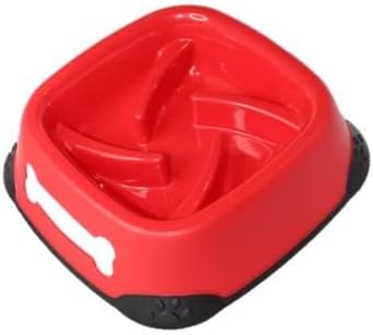 Slow Feeder Pet Eater Bowl, Medium, Elegant Red Color