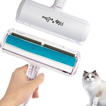 Pet Hair Remover and Reusable Lint Roller, Fluffy Paws Cat and Dog Hair Remover for Furniture and Carpet