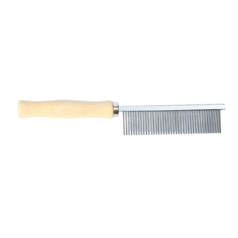 Silver Dog and Cat Combs for Grooming Long Haired Pets, Stainless Steel Pin Teeth Wooden Handle