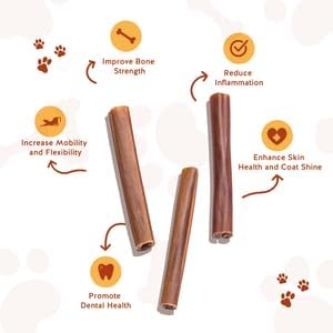 Jack&Pup 6" Beef Collagen Sticks for Dogs | Rawhide Free Dog Chews Long Lasting | Single Ingredient Healthy Dog Treats for Medium Dogs | Bully Stick Alternative (10 Pack)