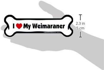 Imagine This Company I Love My Breed Bone Shaped Pet Magnet, 2 x 7 inches, White/Black, Weimaraner