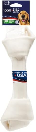 Pet Factory 100% Made in USA Beefhide 9-10" Knotted Bone Dog Chew, Natural Flavor