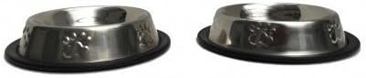 Small Pet Food Bowl, Steel Non-Skid Feeder, Puppy Bowl, 2 Pack Set