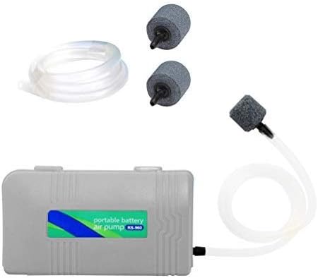 Portable Aquarium Oxygen Pump, 2 D Batteries Powered Air Bubbler for Fish Tank Aerator