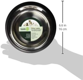 ICONIC PET 2 Pack Heavy Weight Non-Skid Easy Feed High Back Pet Bowl - 8 oz for Dog or Cat