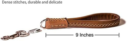 Guiding Star Short Leather Dog Leash, Traffic Leash for Large Medium Dogs, Training and Walking (12"*3/4", Orange)