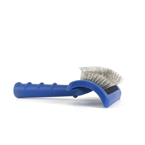 Tuffer Than Tangles Slicker Brush for Dog Grooming, Medium Size, Long Firm Pins, Comfort Grip Handle