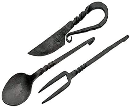 NauticalMart Medieval Eating Utensil Set - Iron Utensils for Authentic Dining Experience