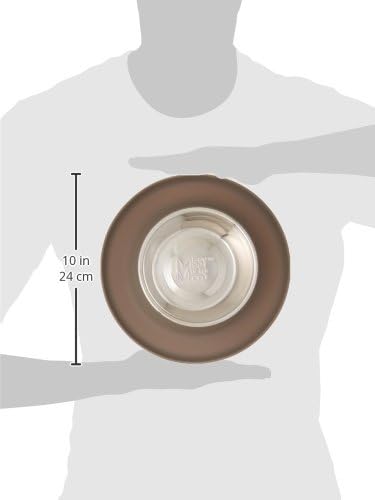 Messy Mutts Single Silicone Feeder with Stainless Bowl | Non-Skid Food Dishes for Dogs for All Pets | Dog Food Bowls | Medium, 1.5 Cups | Grey