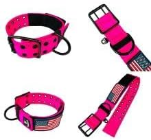 Heavy Duty Tactical Dog Collar 2 Inch Wide with Metal 2-Pin Belt Buckle for Medium, Large & XL Dogs, Reflective, USA