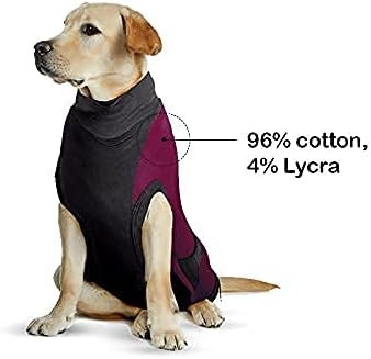 MAXX Dog Recovery Suit – Cozy Breathable Post-Surgery Suit for Wounds, E-Collar, Cone Alternative (Ruby Red Grey, S+)