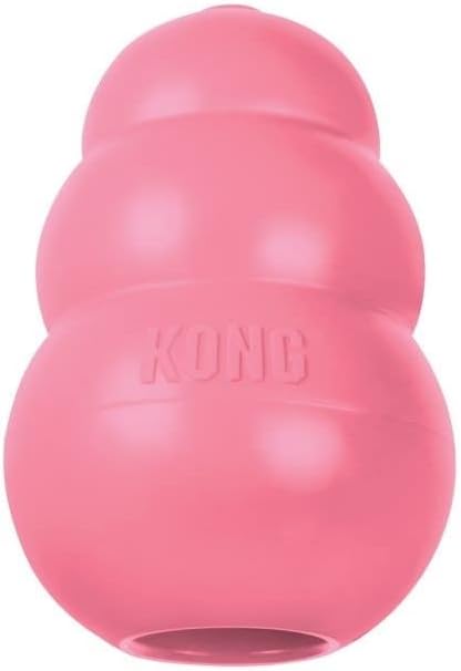 KONG Puppy Natural Teething Rubber Chew Toy, Stuffable Fetch Toy for Small Puppies, Pink