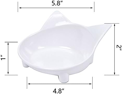Cat Bowls Set of 2, BPA Free Melamine, Double Wide Dish, Non-Slip, Dishwasher Safe, White/Pink