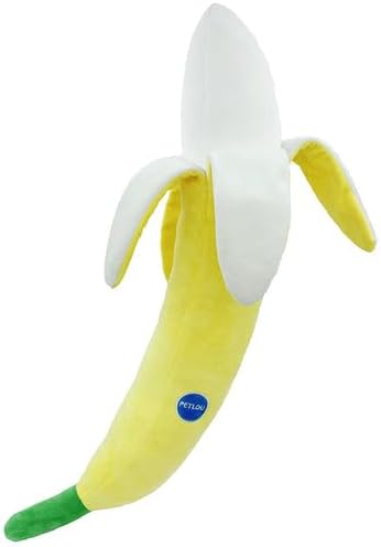Pet Lou Banana Shaped Dog Toy, 29-inches Height, White and Yellow, Squeak
