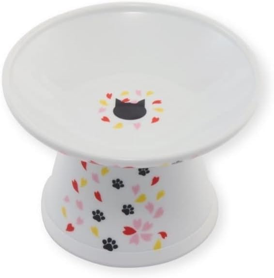 Necoichi Extra Wide Raised Cat Food Bowl, Elevated to Prevent Neck & Whisker Fatigue, Dishwasher & Microwave Safe