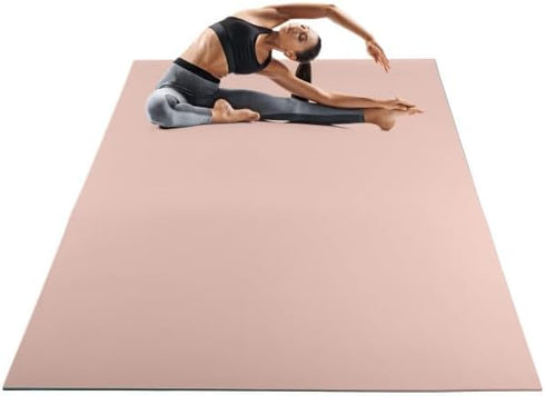Large Yoga Mat, 6’x4’ Wide Exercise Mat, 8mm Thick Non-Slip Workout Mat for Home Gym by Wakeman (Pink)