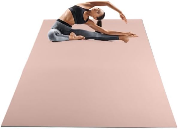 Large Yoga Mat, 6’x4’ Wide Exercise Mat, 8mm Thick Non-Slip Workout Mat for Home Gym by Wakeman (Pink)