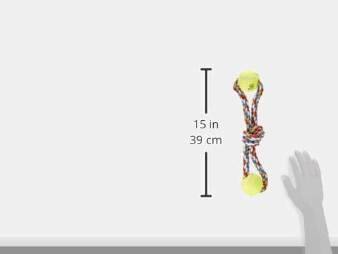 Zanies 15" Dog Toys, Figure-8 Rope and Tennis Ball, Includes 2 Tennis Balls