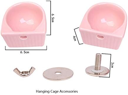 Detachable Ceramic Bowl for Small Animals | Water & Food Feeder for Rabbit, Parrot, Squirrel, Chinchilla (Pink, S)