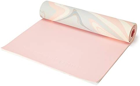 Love Sweat Fitness Premium Yoga Mat - 5mm Pink and Marble Pattern Reversible Non-Slip