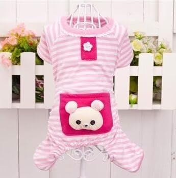Puppy Clothes - Comfy Dog Pajamas Jumpsuit with Stripes, XS, Yellow