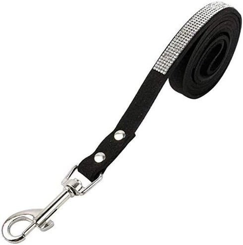 Bling Rhinestone Dog Leash, 4 ft Long & 5/8" Wide for Medium Small Dogs/Cats Training, Walking and Running, Black