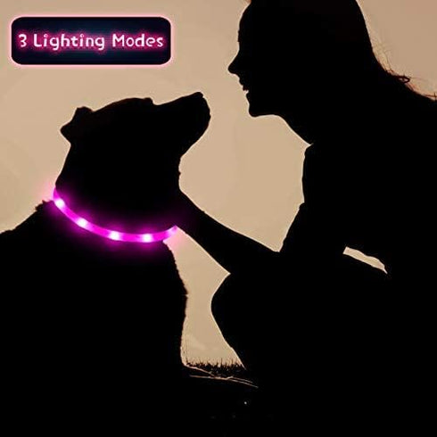 3 Pieces LED Dog Collar Light Up Rechargeable Dog Lights for Night Walking, Adjustable for Large Medium Small Dogs