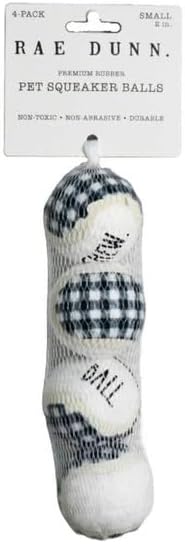Generic 4-Pack Small Dog Squeaker Balls Premium Non-Toxic Rubber Pet Toys in Buffalo Plaid Soft & Durable for Fetch