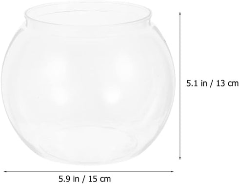 POPETPOP Glass Fish Bowl, Goldfish Bowl Small Fish Tank Vase Office Decor Clear Vase Bowl Unbreakable Wide Bubble Terrarium for Home Office Décor Hydroponics Plants