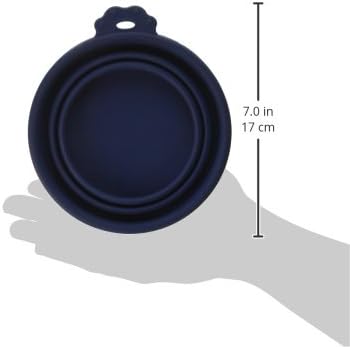Doskocil 23369 Silicone Round Travel Bowl for Pets, 3-Cup, Navy Blue