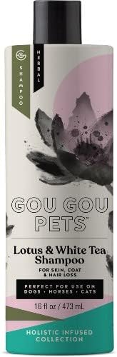 Holistic Natural Derived Lotus and White Tea Pet Shampoo - 16 oz - Veterinarian Recommended for Dogs, Cats, Horses