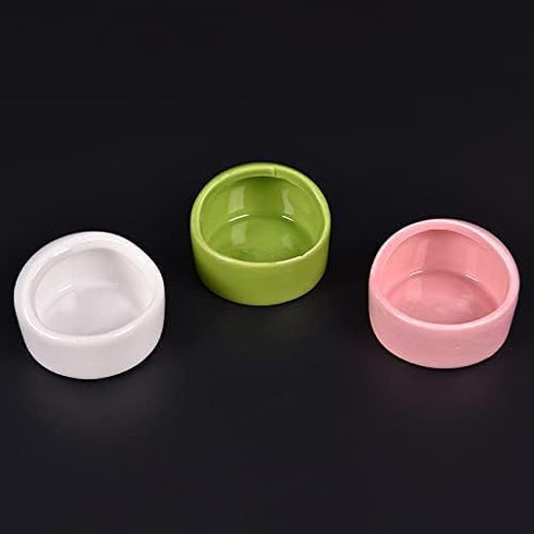 3 Pcs Ceramic Hamster Bowl, Small Animal Food Bowl and Water Dish Feeder, No Spill, No Turnover for Guinea Pig