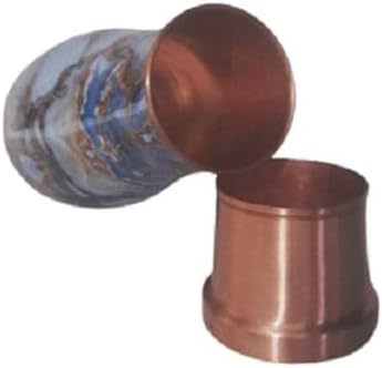 Ornate International Pure Copper Hammered Design Water Bottle, 1000 ml with Tumbler and Lid (Marble)