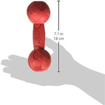 Nerf Dog 7in Bash Squeak Barbell Dog Toy - Red