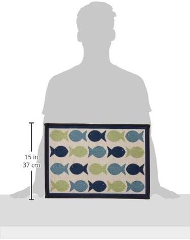 PetRageous Kool Fish Tapestry Dog and Cat Non-Skid Mat, 13-Inch by 19-Inch, Grey