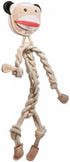 HuggleHounds Natural Rope Knottie - Leather Dog Toy for Aggressive Chewers, Stuey Sock Monkey