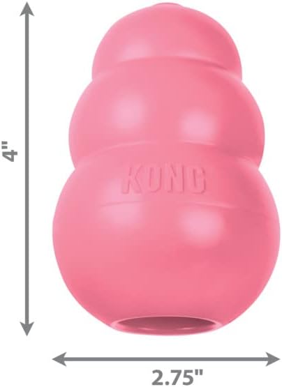 KONG Puppy Chew Toy - Natural Teething Rubber, Stuffable for Extended Playtime, Pink for Large Puppies