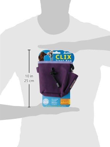 Company of Animals Treat Bag, Purple, Waterproof Pouch with Zipped Pockets & Drawstring, Clips on Belt or Pocket