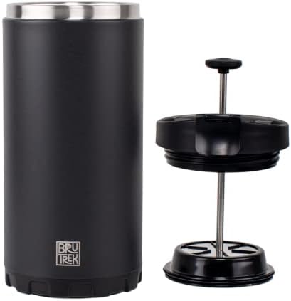 Steel Toe 3.0 Travel Coffee Press - Brew 20 fl.oz On The Go, Double Wall Vacuum Insulated French Press (Obsidian Black)