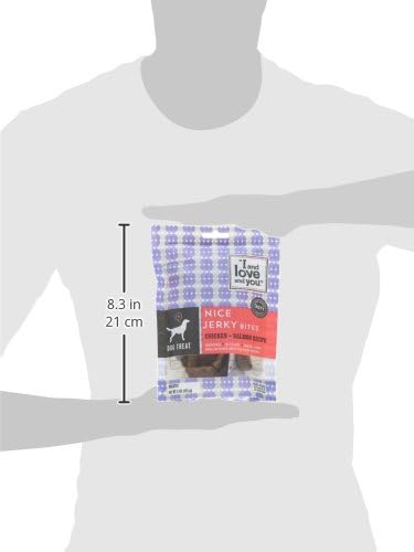 I and love and you Nice Jerky Bites, Chicken + Salmon, Grain Free, Real Beef, Chewy Dog Treats, 4oz