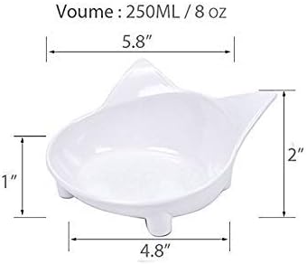 Cat Feeder - Melamine Cat Food Bowls, Set of 2, 8 oz, Non Slip, Dishwasher Safe, Modern Design