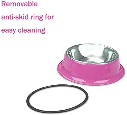YUDANSI Stainless Steel Cat Bowls 3 Pack, Puppy Small Dogs Bowls for Food and Water, Cat Dish Set for Wet Food or Kibbles, Multifunctional Pet Bowls, Colored Non Skid Anti Slip Feeding Plate