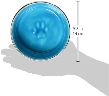 Loving Pets Le Bol Dog Food Water Bowl, Small, Seine Blue - Enamel Ceramic No Tip Stainless Steel Spill Proof