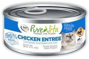 Pure Vita Grain Free Chicken & Chicken Liver Canned Cat Food, 12 Pack, 5.5 oz