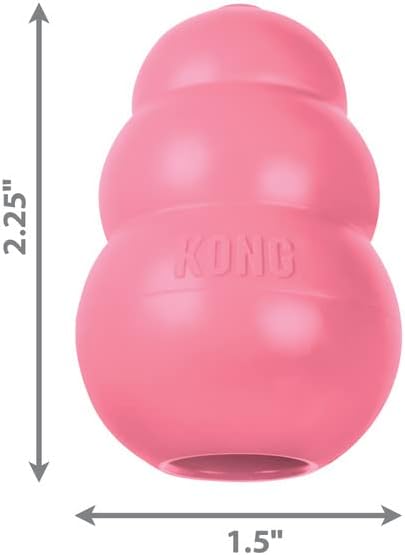 KONG Puppy Natural Teething Rubber Chew Toy for XS Puppies - Stuffable Dog Toy for Extended Playtime - Pink
